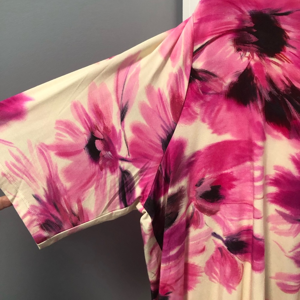 Johnny Was NWT 2X Plus top the Janie favorite mock neck stretchy tee PINK Floral - Picture 6 of 14